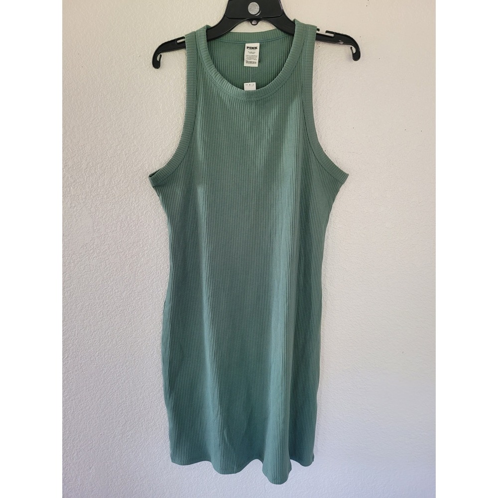PINK Victoria's Secret Sage Green Ribbed Tank Mini Dress XL NWT #12/20‎